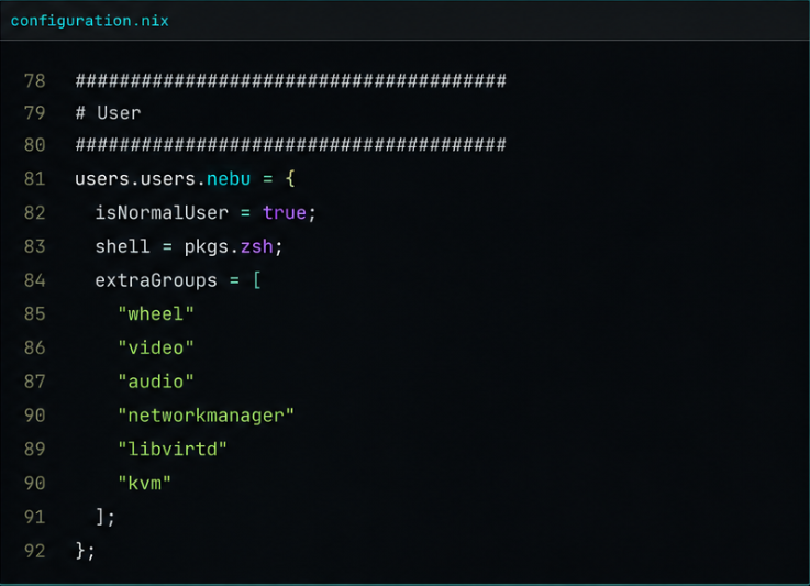 NixOS graphical login without the expected user account
